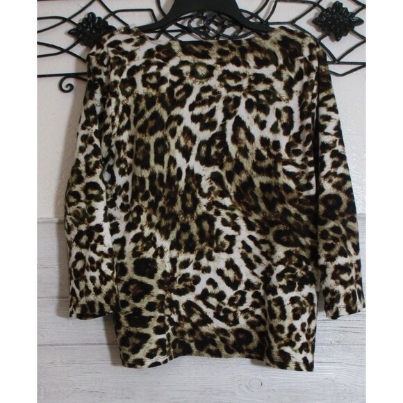 Rafaella Women's Knit Top Size XL Long Sleeve Multicolored Animal Print - Picture 2 of 5